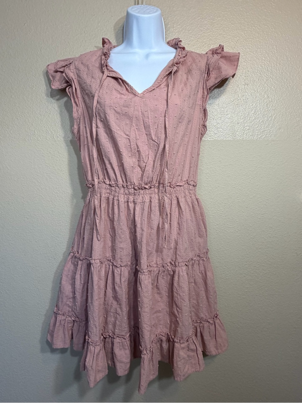 Sweet wanderer Women's Blush Pink Tiered Ruffle Dress